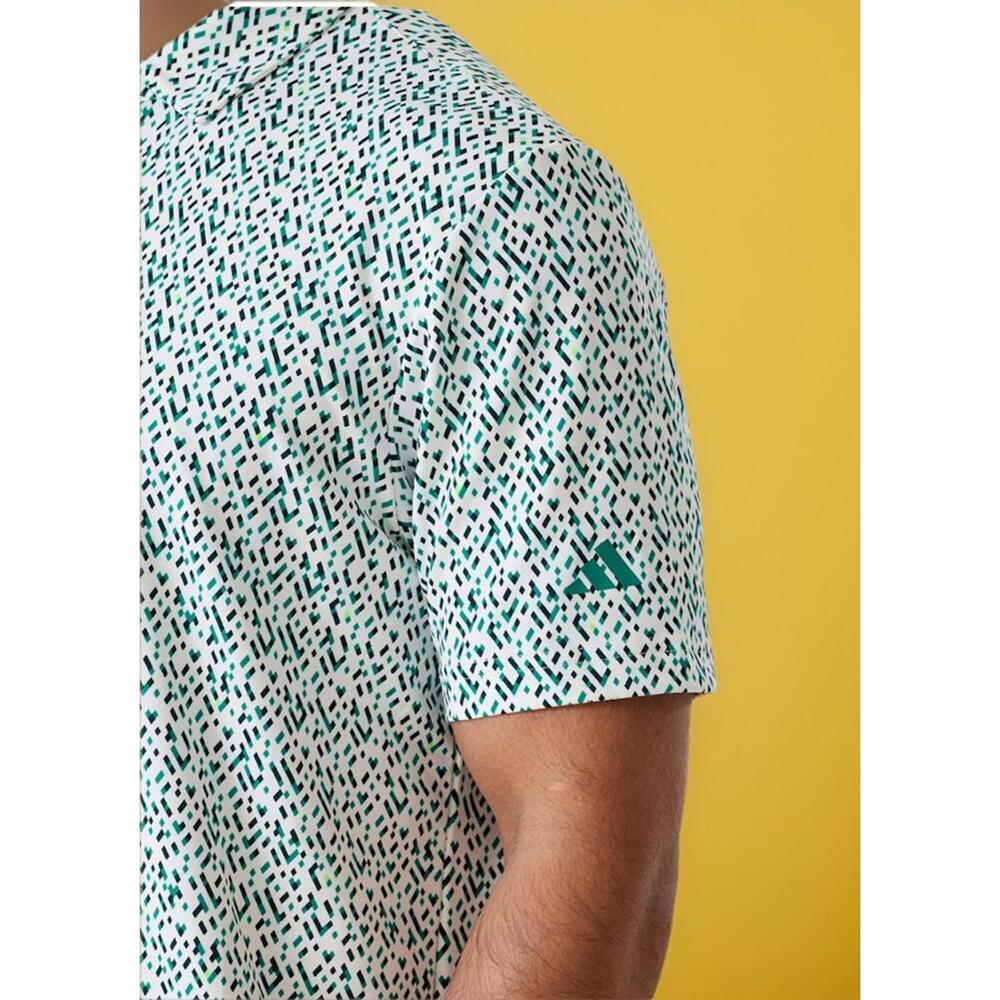 $80 Men's adidas Ultimate365 Micro Argyle White/Pure Teal Golf Polo JI5270 XL
